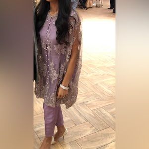 Purple cape, slip and pants - size small